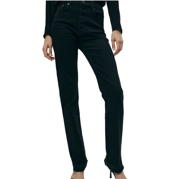 NWT Zara Signature Slim Fit / Full Length / High Rise Jeans in Black Size 0 - Picture 2 of 12